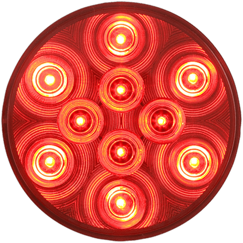 Automann 571.LD40R10-S/T/T LED 4-inch red lighting fixture with red lens and mounting hardware for vehicle or industrial use.