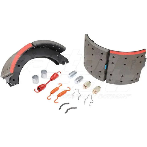 Dayton SB23D384711QP brake shoebox with 16.5 x 8.62 inch Rockwell Q+ 23K brake shoes in a sturdy packaging.