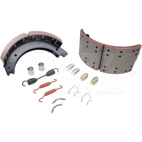 Dayton SB23DP4707QP brake shoebox, 16.5 x 7.0 inches, Rockwell Q+ 23K, containing brake shoe components with metal parts.