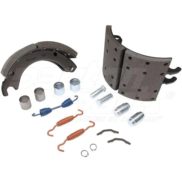Dayton SB23M4591PQ brake shoebox with 12.25 x 7.5 inch Dexter PQ 23k brake shoes inside, displayed in the image.