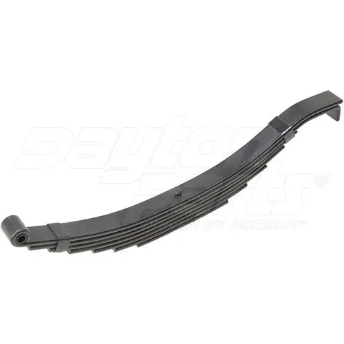 Dayton US-3084-A utility leaf spring with 2-inch wide eye/slipper hook, used for mechanical or trailer suspension.
