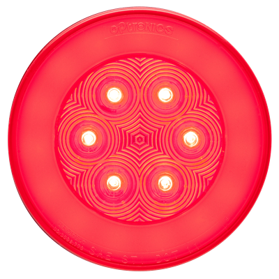 Automann 571.LD41R25-S/T/T LED 4-inch red Zeon Halo lighting fixture with red LED ring and modern design.