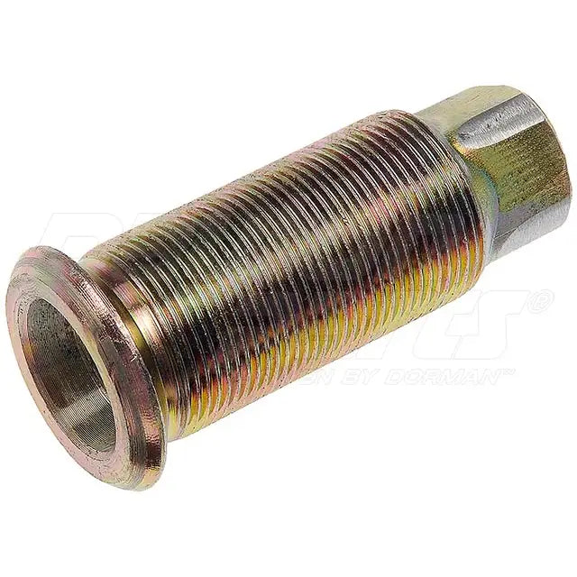 Automann E-7897L wheel end inner cap nut, close-up view showing metal finish and threading for vehicle wheel assembly.