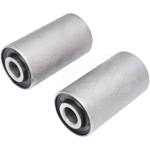 Dayton RB-233 leaf spring bushing set of two, rubber bushings for suspension, shown in black with metal sleeves.