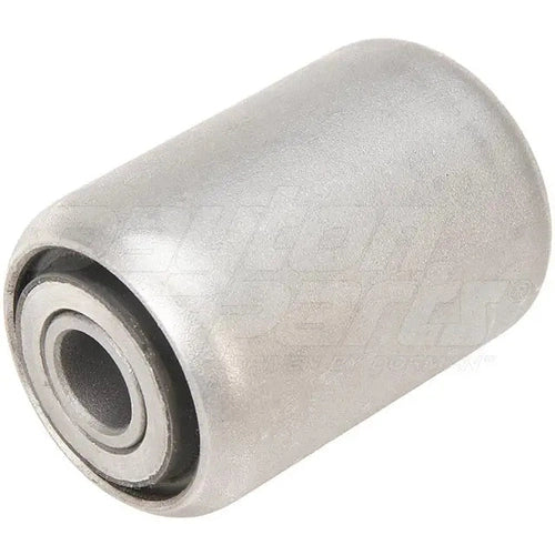 Dayton RB-238 leaf spring bushing shown in black, designed for vehicle suspension, with a cylindrical shape and metal interior.