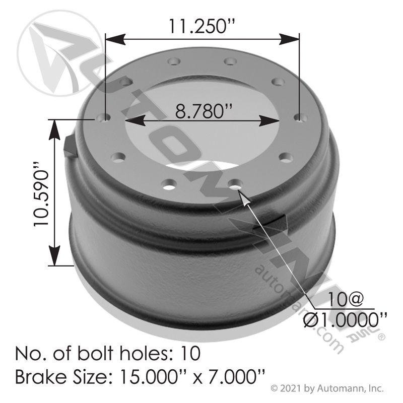 151.5703 - Brake Drum 15.000in X 7.000in - Nick's Truck Parts