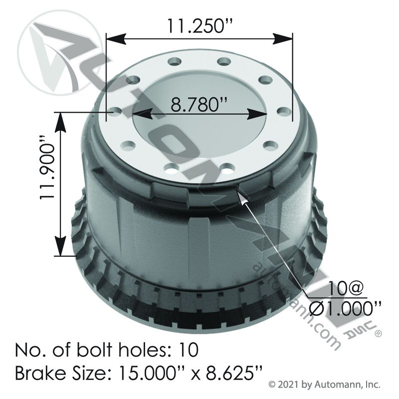 Meritor 03-123365-002 Meritor Cast Brake Drum 03-123365-002