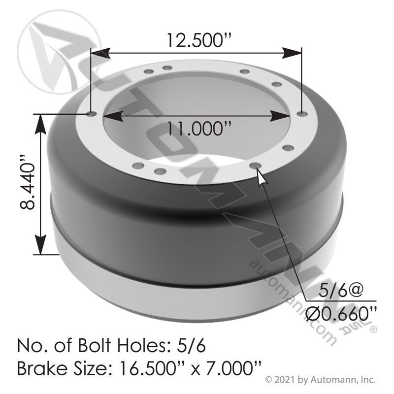 151.6702 - Brake Drum 16.500in X 7.000in - Nick's Truck Parts