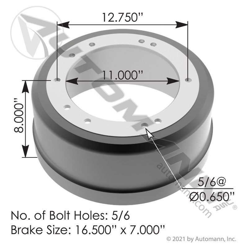 151.6716 - Brake Drum 16.500in X 7.000in - Nick's Truck Parts