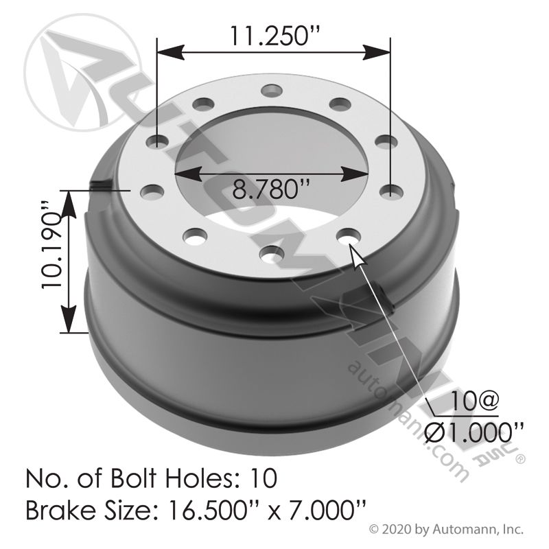 151.6718BA - Brake Drum 16.500in X 7.000in - Nick's Truck Parts