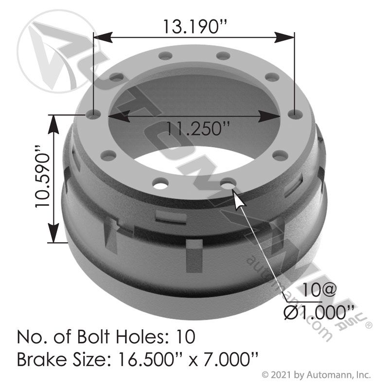 151.6723 - Brake Drum 16.500in X 7.000in - Nick's Truck Parts