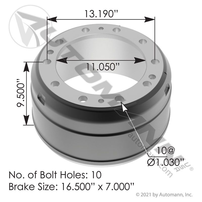 151.6724 - Brake Drum 16.500in X 7.000in - Nick's Truck Parts