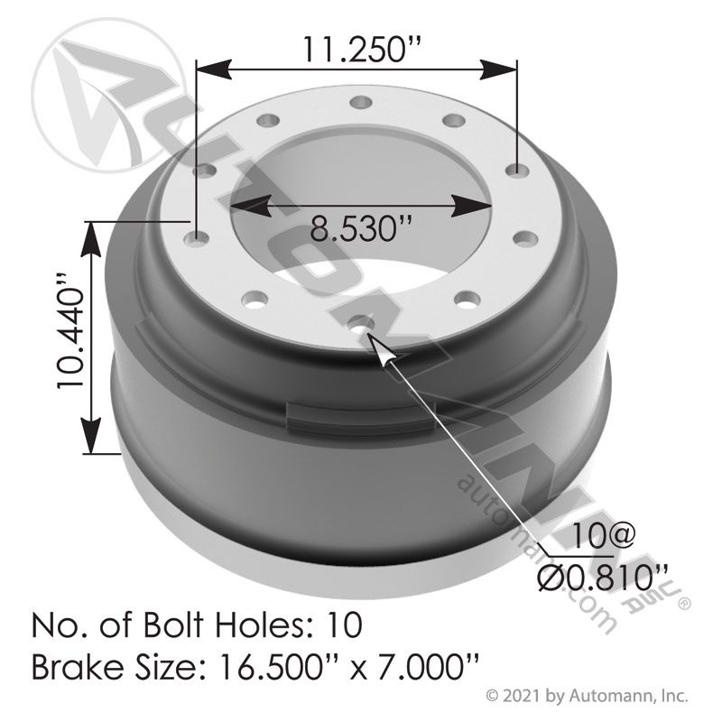 151.6727 - Brake Drum 16.500in X 7.000in - Nick's Truck Parts