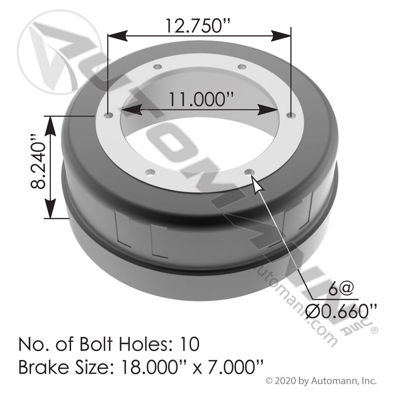 151.8703  - Brake Drum 18.000in X 7.000in- Inboard Mount - Nick's Truck Parts