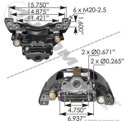 158.K081142-Air Disc Brake Caliper with Carrier ADB22X, (product_type), (product_vendor) - Nick's Truck Parts