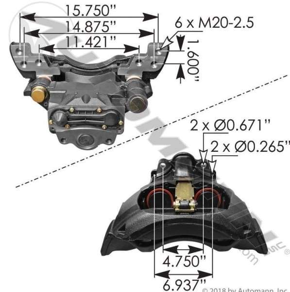158.K081143-Air Disc Brake Caliper with Carrier ADB22X, (product_type), (product_vendor) - Nick's Truck Parts