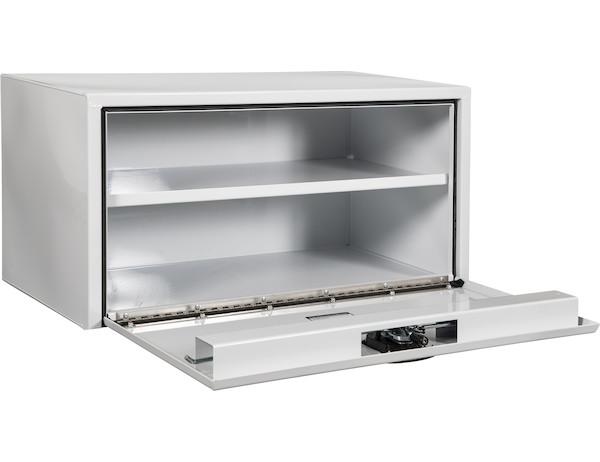Buyers- 1702406- 18x18x36 Inch White Steel Underbody Truck Box With Built-In Shelf - 3-Point Latch - Nick's Truck Parts
