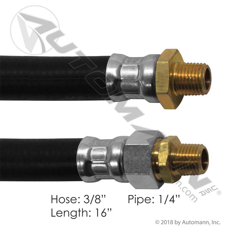 177.7116 - Air Hose Assy 3/8in 1/4in Pipe 16in - Nick's Truck Parts