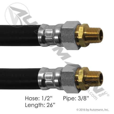 177.73826- Air Hose Assy 1/2in 3/8in Swivels-26in L - Nick's Truck Parts