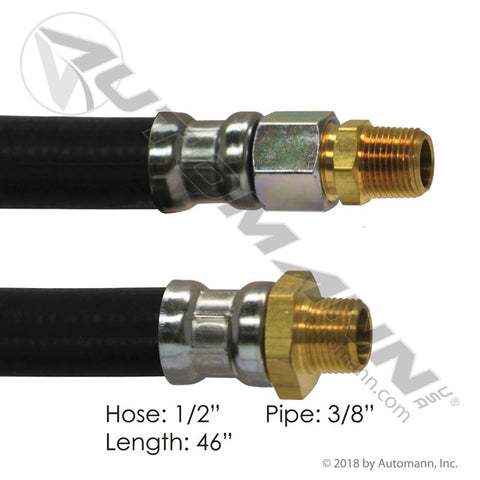 177.7846- Air Hose Assy 1/2IDx3/8NPTx46IN - Nick's Truck Parts