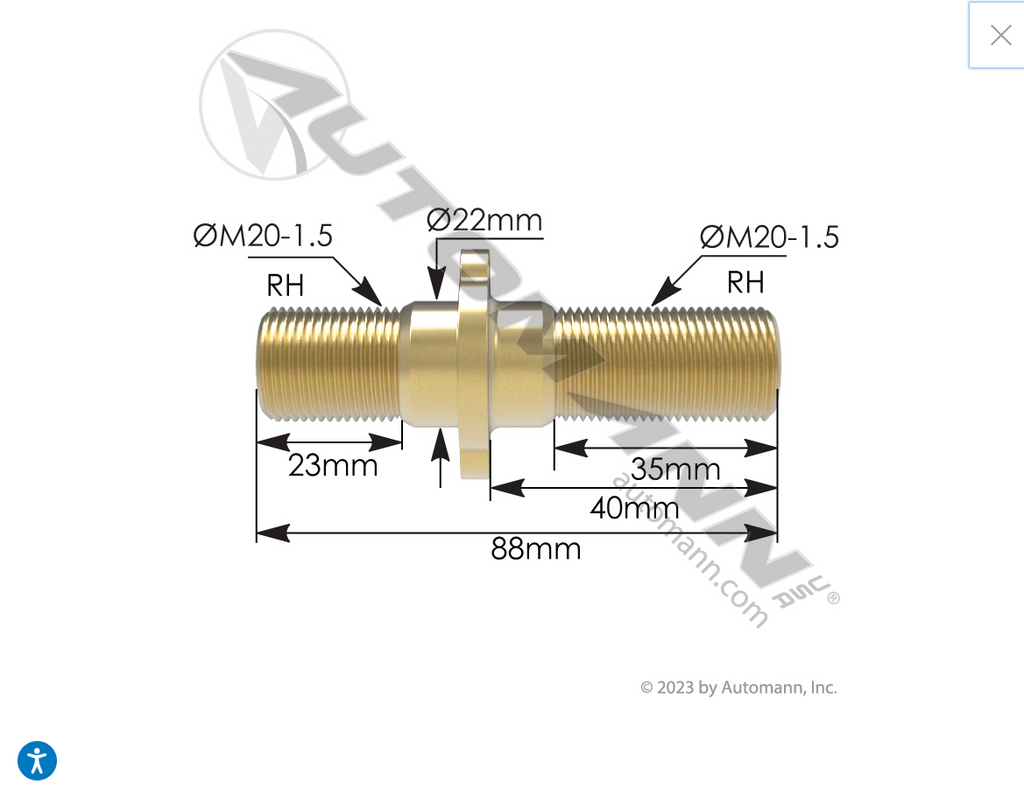 201.7047- Double Ended Stud RH - Nick's Truck Parts