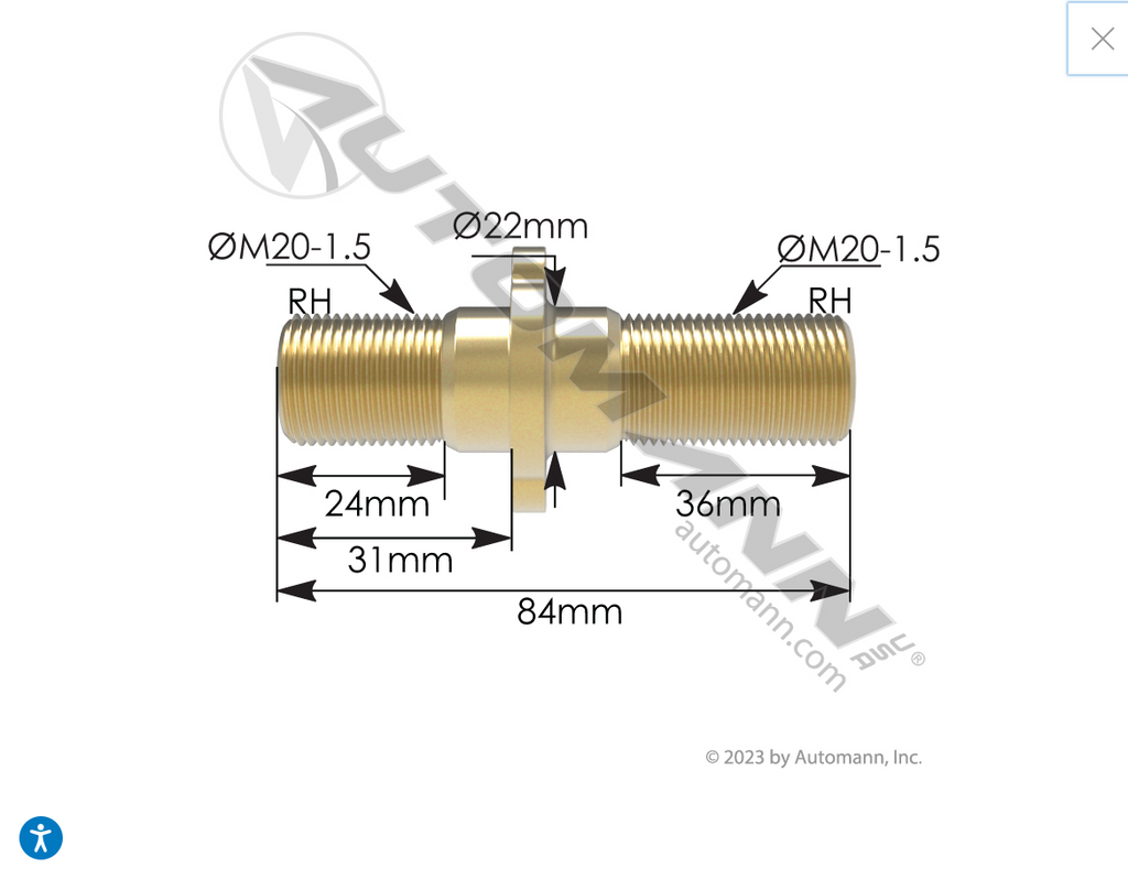 201.7049- Double Ended Stud RH - Nick's Truck Parts