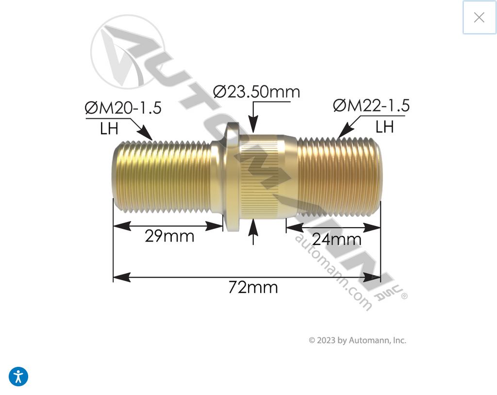 201.7054L- Double Ended Stud LH - Nick's Truck Parts