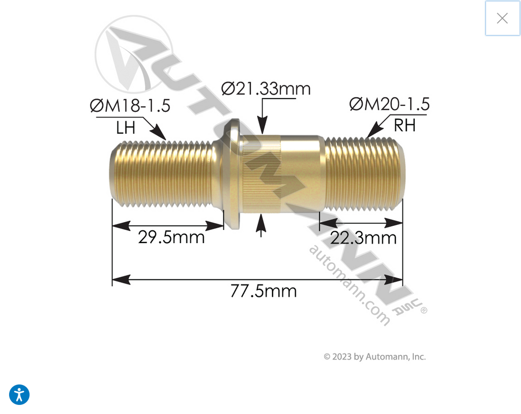 201.7057L- Double Ended Stud LH - Nick's Truck Parts