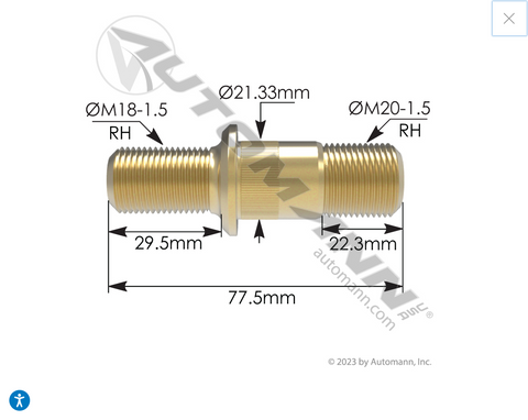 201.7057R- Double Ended Stud RH - Nick's Truck Parts