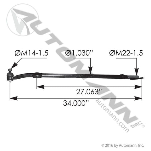 463.DS1138   - Drag Link 34.000in C to C Ford - Nick's Truck Parts