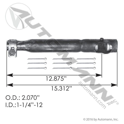 463.DS6207 - Drag Link 15.312in E to E Mack - Nick's Truck Parts