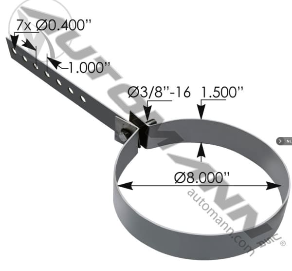 562.U25800-Muffler Hanger 8in, (product_type), (product_vendor) - Nick's Truck Parts