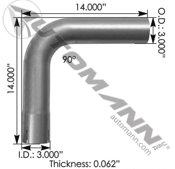 562.U4390E14A-Exhaust Elbow 3in 90 Deg ID-OD ALZ, (product_type), (product_vendor) - Nick's Truck Parts