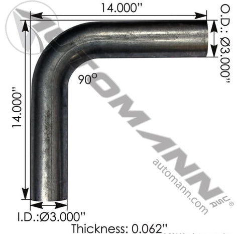 562.U4390S14A-Exhaust Elbow 3in 90 Deg OD-OD ALZ, (product_type), (product_vendor) - Nick's Truck Parts