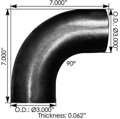 562.U4390S7A-Exhaust Elbow 3in 90 Deg OD-OD ALZ, (product_type), (product_vendor) - Nick's Truck Parts