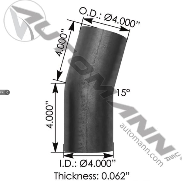 562.U4415S4A-Exhaust Elbow 4in 15 Deg OD-OD ALZ, (product_type), (product_vendor) - Nick's Truck Parts