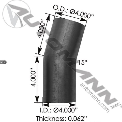 562.U4415S4A-Exhaust Elbow 4in 15 Deg OD-OD ALZ, (product_type), (product_vendor) - Nick's Truck Parts