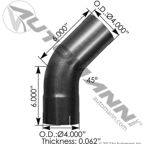 562.U4445E5A-Exhaust Elbow 4in 45 Deg ID-OD ALZ, (product_type), (product_vendor) - Nick's Truck Parts