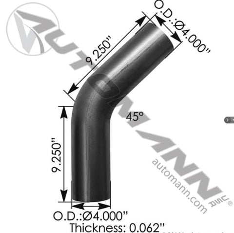 562.U4445S9A-Exhaust Elbow 45 Deg 4in OD-OD, (product_type), (product_vendor) - Nick's Truck Parts