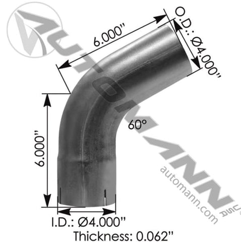 562.U4460E4A-Exhaust Elbow 4in 60 Deg ID-OD ALZ, (product_type), (product_vendor) - Nick's Truck Parts