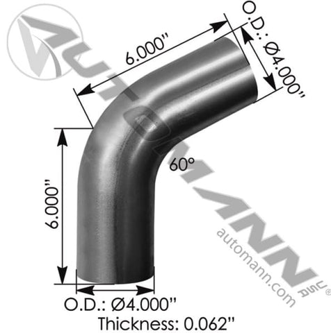 562.U4460S4A-Exhaust Elbow 4in 60 Deg OD-OD ALZ, (product_type), (product_vendor) - Nick's Truck Parts