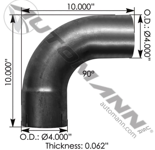 562.U4490E10A-Exhaust Elbow 4in 90 Deg ID-OD ALZ, (product_type), (product_vendor) - Nick's Truck Parts