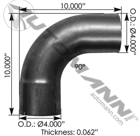 562.U4490E10A-Exhaust Elbow 4in 90 Deg ID-OD ALZ, (product_type), (product_vendor) - Nick's Truck Parts