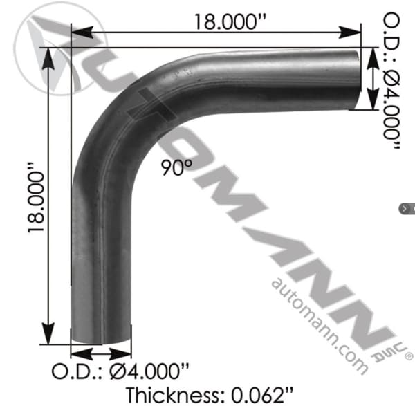 562.U4490S18A-Exhaust Elbow 4in 90 Deg OD-OD ALZ, (product_type), (product_vendor) - Nick's Truck Parts