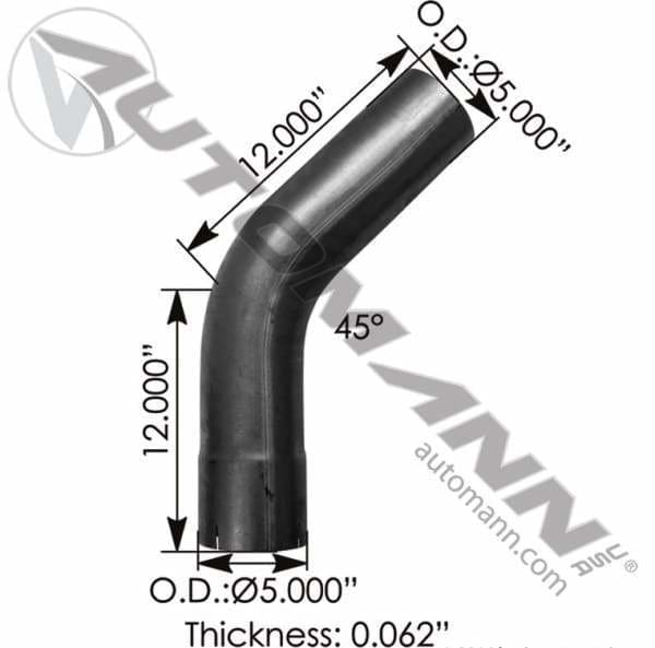 562.U4545E12A-Exhaust Elbow 45 Deg 5in ID-OD, (product_type), (product_vendor) - Nick's Truck Parts