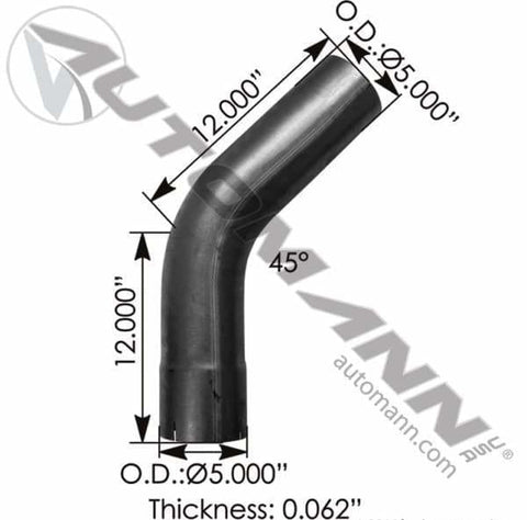 562.U4545E12A-Exhaust Elbow 45 Deg 5in ID-OD, (product_type), (product_vendor) - Nick's Truck Parts
