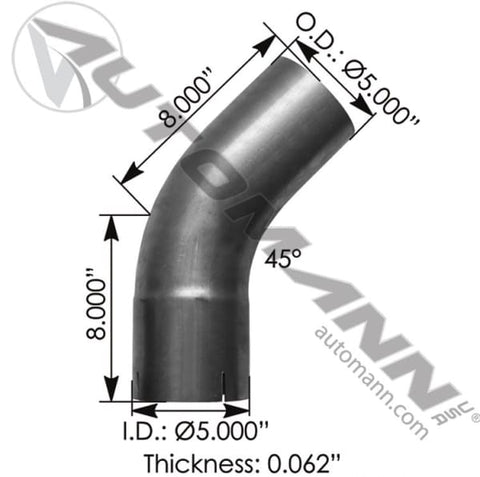 562.U4545E7A-Exhaust Elbow 5in 45 Deg ID-OD ALZ, (product_type), (product_vendor) - Nick's Truck Parts