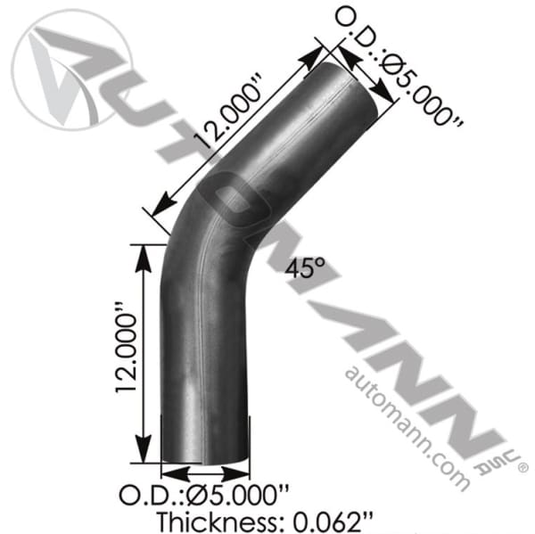 562.U4545S12A-Exhaust Elbow 45 Deg 5in OD-OD, (product_type), (product_vendor) - Nick's Truck Parts