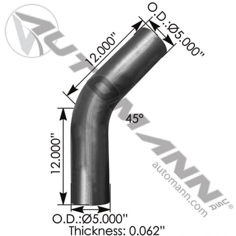 562.U4545S12A-Exhaust Elbow 45 Deg 5in OD-OD, (product_type), (product_vendor) - Nick's Truck Parts