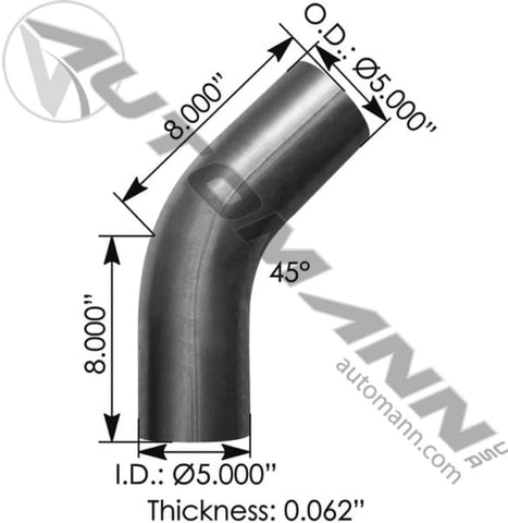 562.U4545S8A-Exhaust Elbow 5in 45 Deg OD-OD ALZ, (product_type), (product_vendor) - Nick's Truck Parts